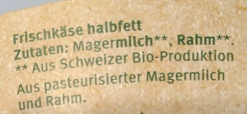 Halbfett Quark - Ingredienti - de