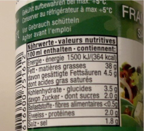 Französische Salatsauce - Valori nutrizionali - fr