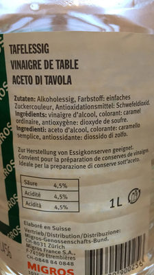 Vinaigre de table - Ingredienti - fr