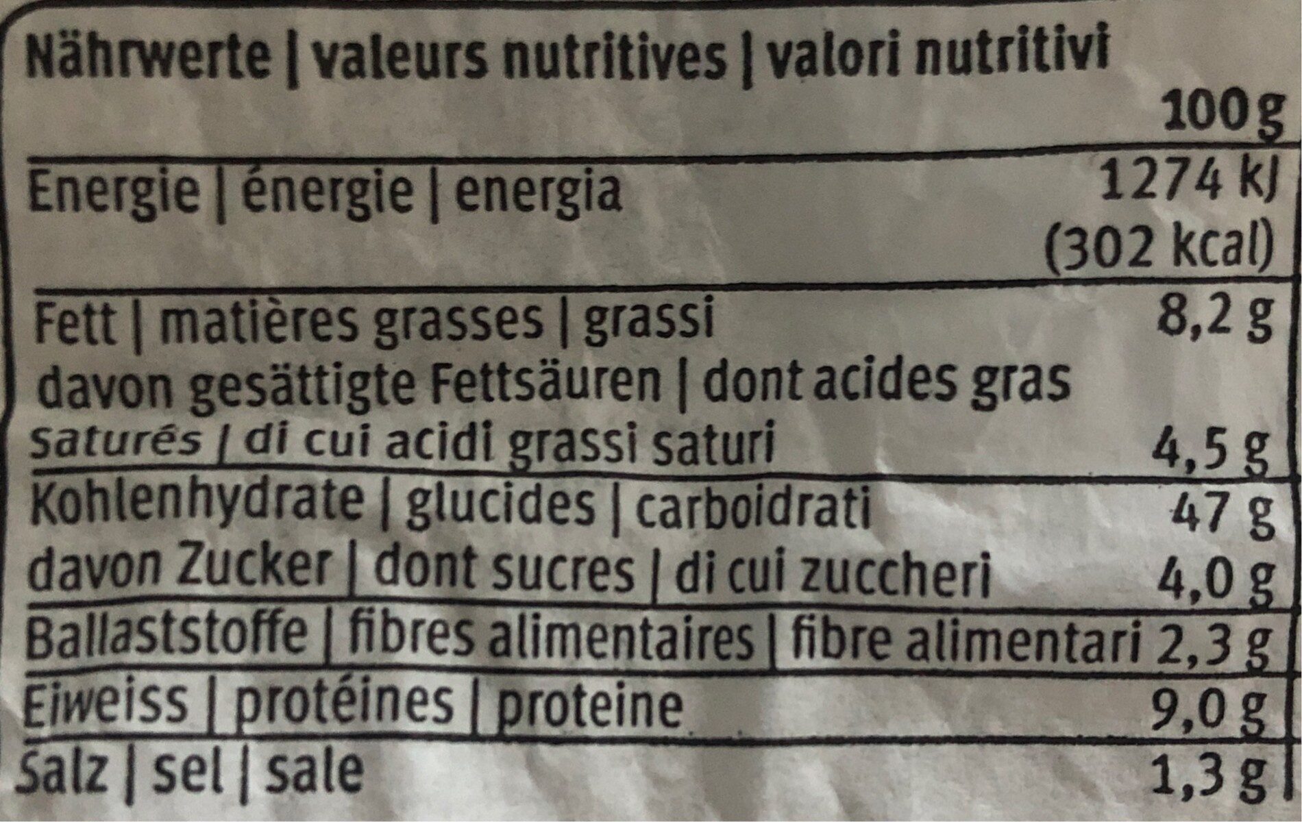 Tresse au beurre - Nutrition facts - fr