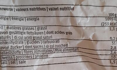 Pain mi-blanc - Nutrition facts - fr