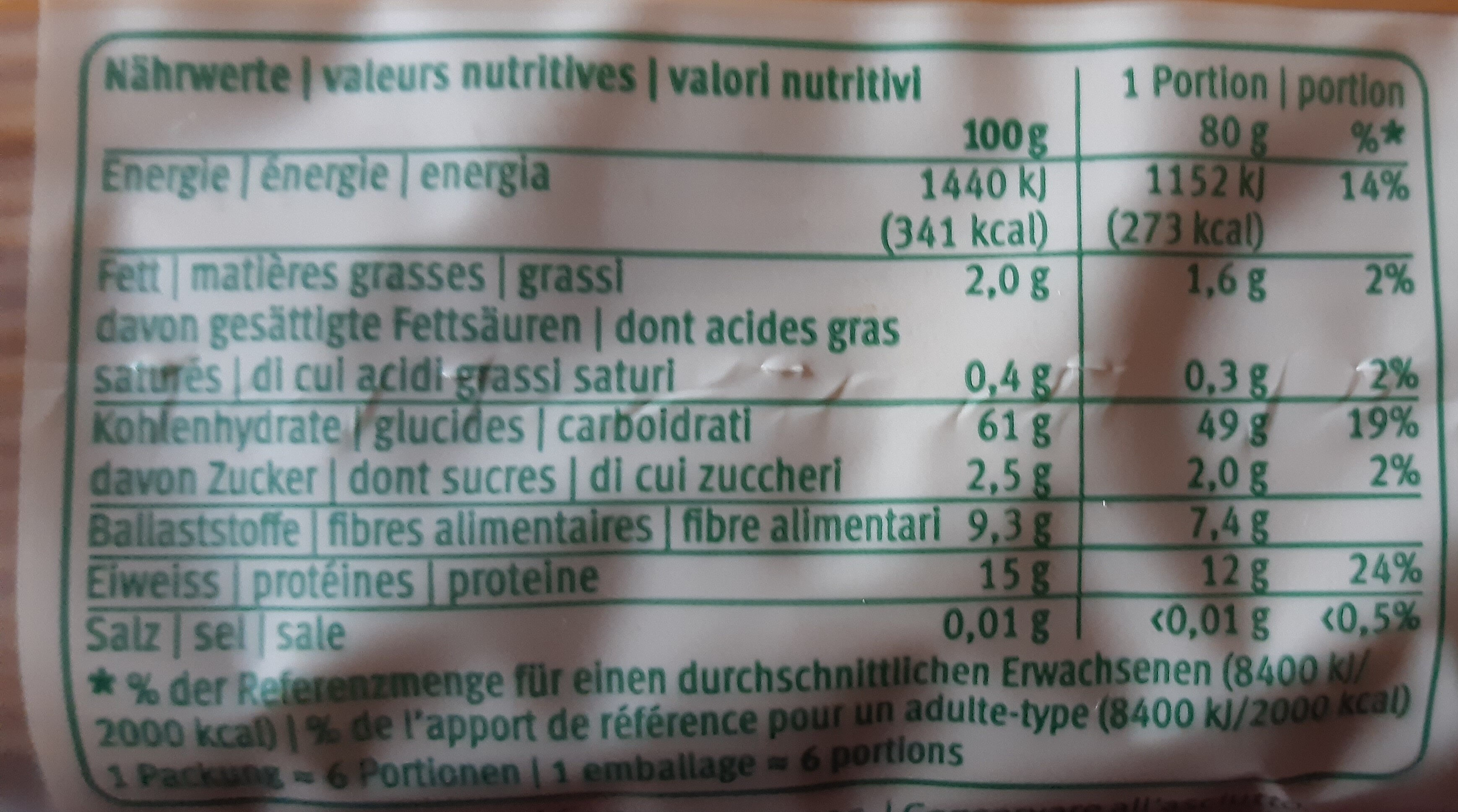 Spaghettini A la semoule complète - Nutrition facts - fr