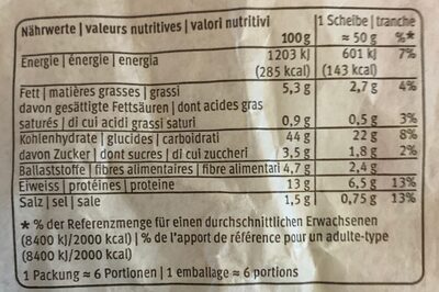 Kornknacker-Brot - Nutrition facts - fr