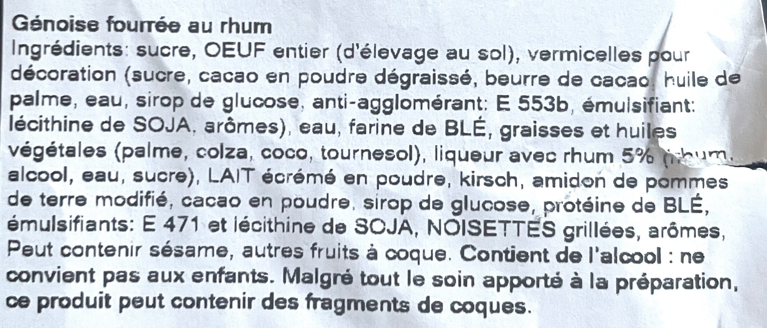 Boule au ruhm - Ingredienti - fr