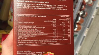 Kartoffelstock - Nährwertangaben - fr
