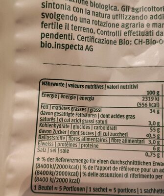 Bio Chips Nature - Tableau nutritionnel
