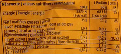 Nature Pomme Chips - Tableau nutritionnel