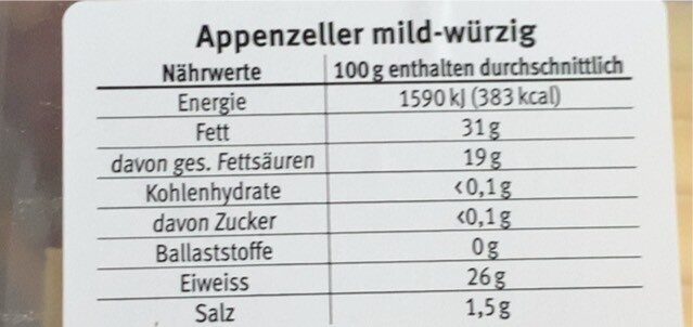 Appenzeller mild würzig - Nutrition facts - de