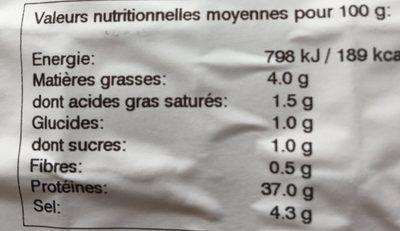 Viande de Bœuf Séchée Fribourgeoise - Valori nutrizionali - fr