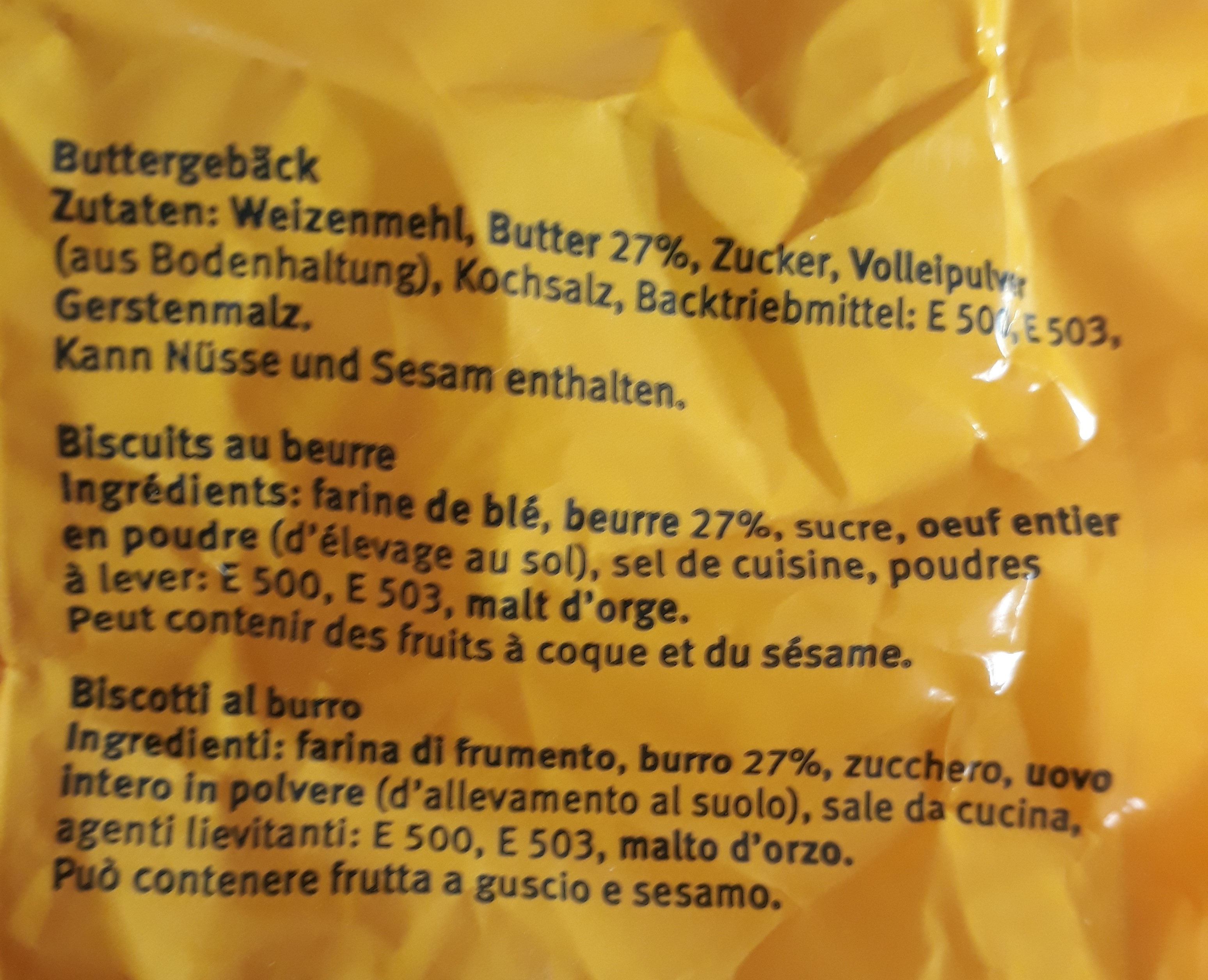 Sablés au Beurre - Ingredienti - fr