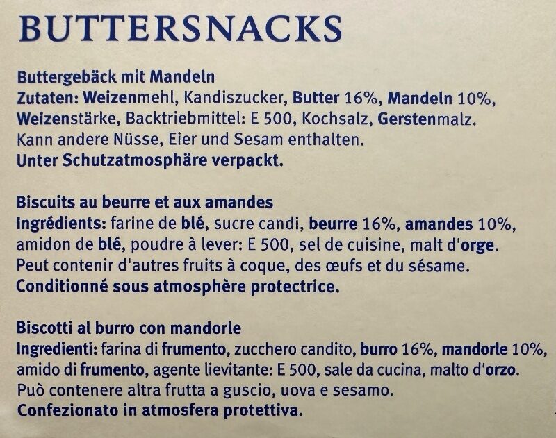 Buttersnacks Nr. 1 - Ingredienti - fr
