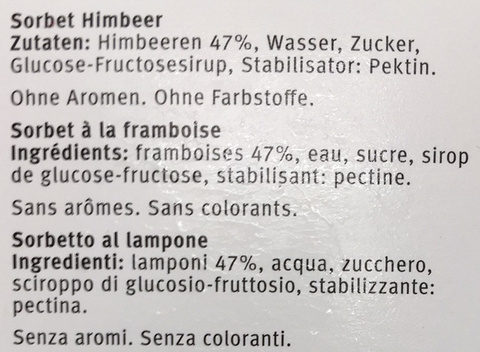 Sorbet à la framboise - Ingredienti - fr