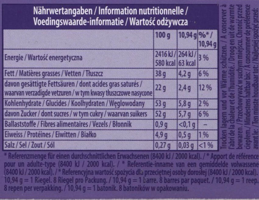 Milka - Milkinis - Nutrition facts - fr
