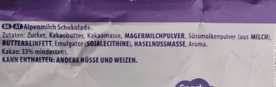 Milka Alpenmilch +10% - Zutaten