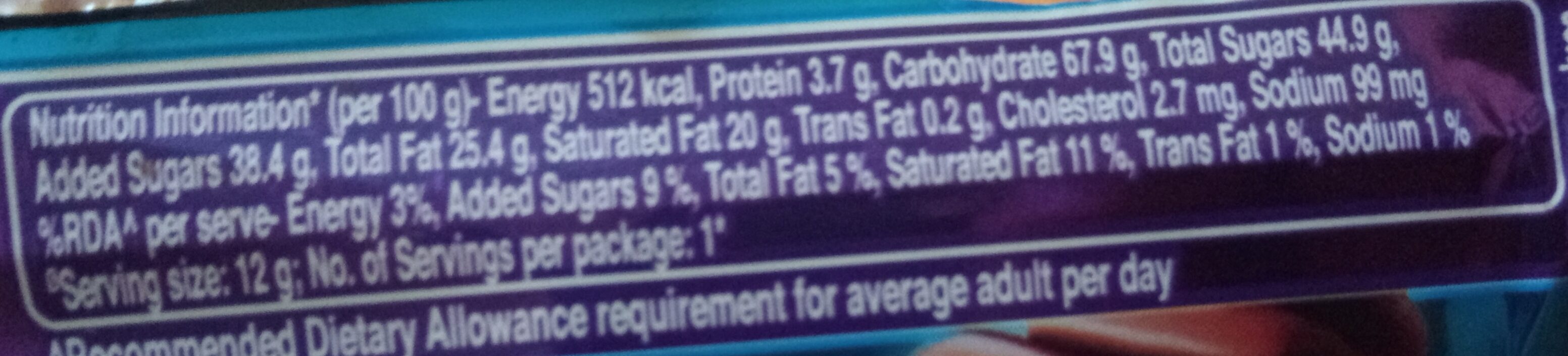 Perk - Nutrition facts
