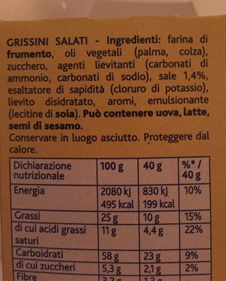 Tuc Stick Grissini Portabili E Gustosi 40g - Ingredienti - en
