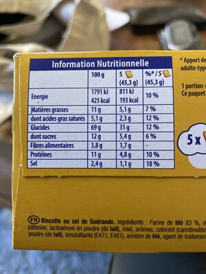 Biscottes La Bretonne - Nutrition facts
