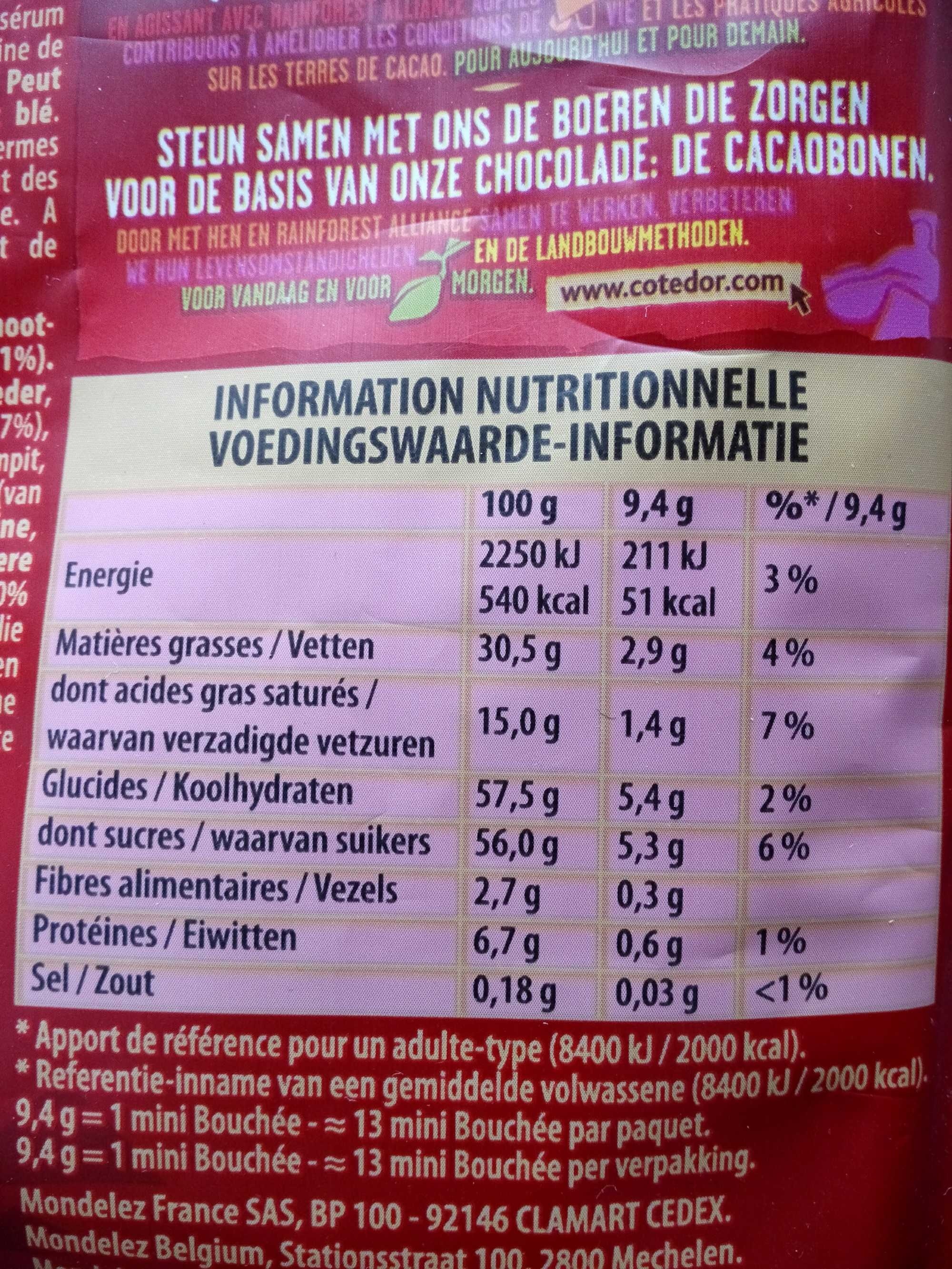 Mini Bouchée - Lait - Nutrition facts - fr