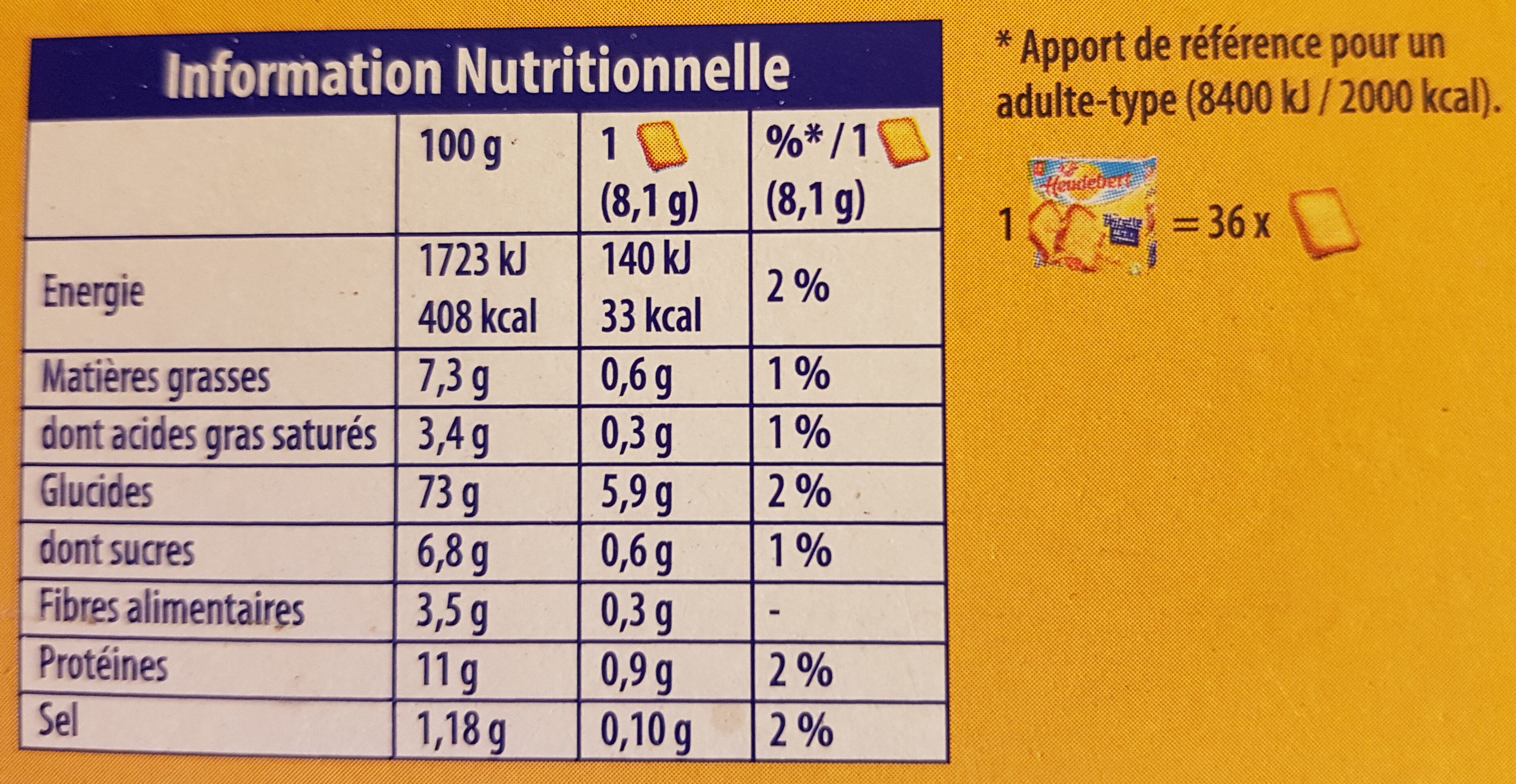 Lu - Heudebert Biscottes, 290g (10.2 oz) - Nutrition facts - fr