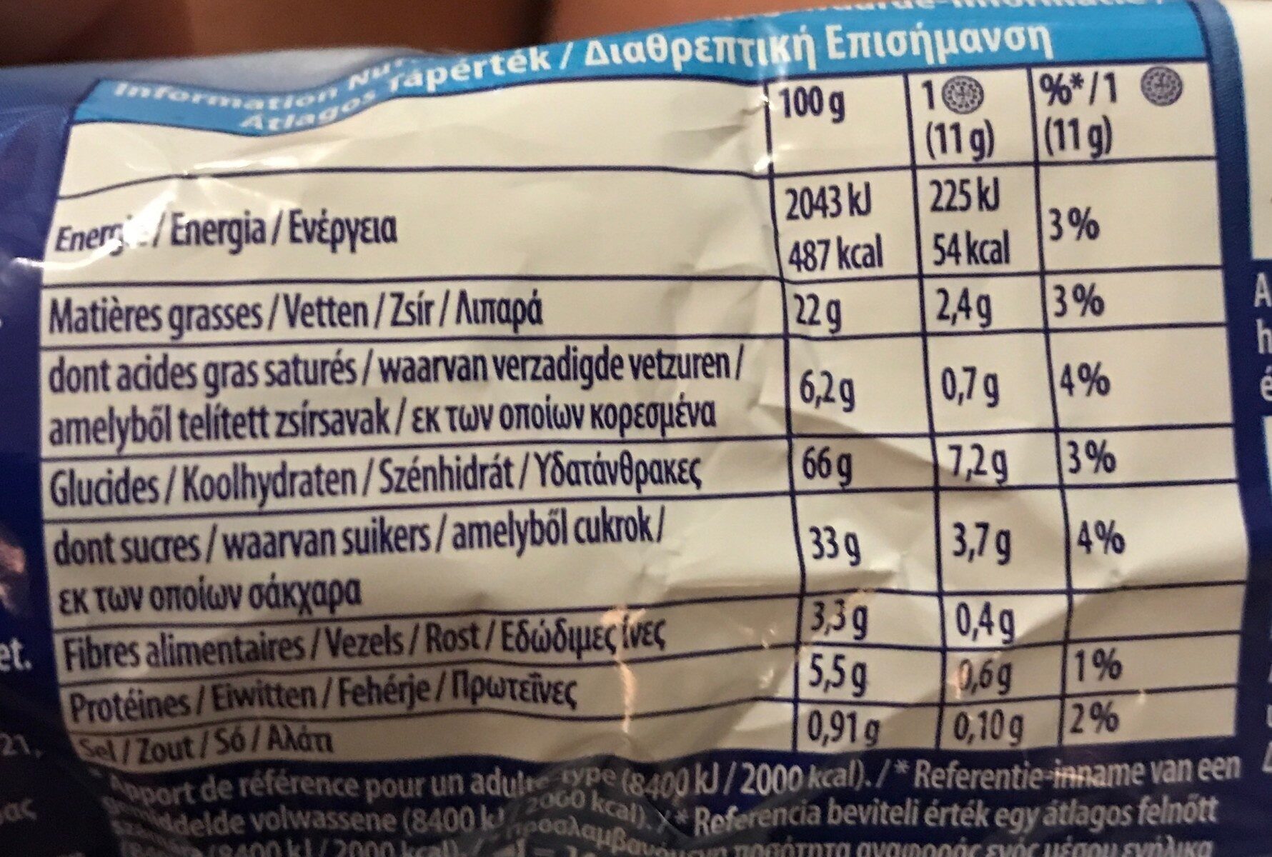 Oreo Peanut Butter Flavour - Nutrition facts - fr