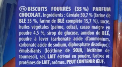 Prince Chocolat biscuits au blé complet - Ingredients - fr