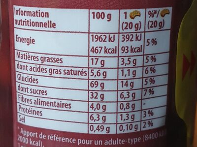 Prince Chocolat biscuits - Nutrition facts - fr
