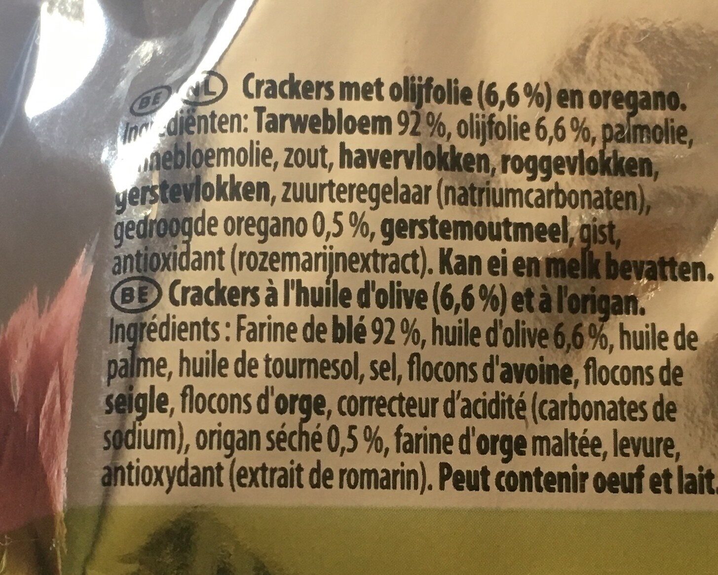 Mini crackers huile d'olive & origan - Ingrédients