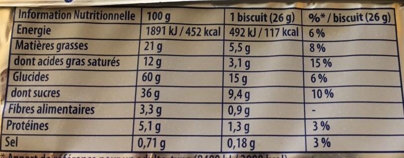 Granola Cœur Extra Moelleux Tout Chocolat - Tableau nutritionnel