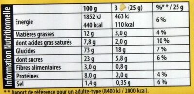 Véritable Petit Beurre - Tableau nutritionnel