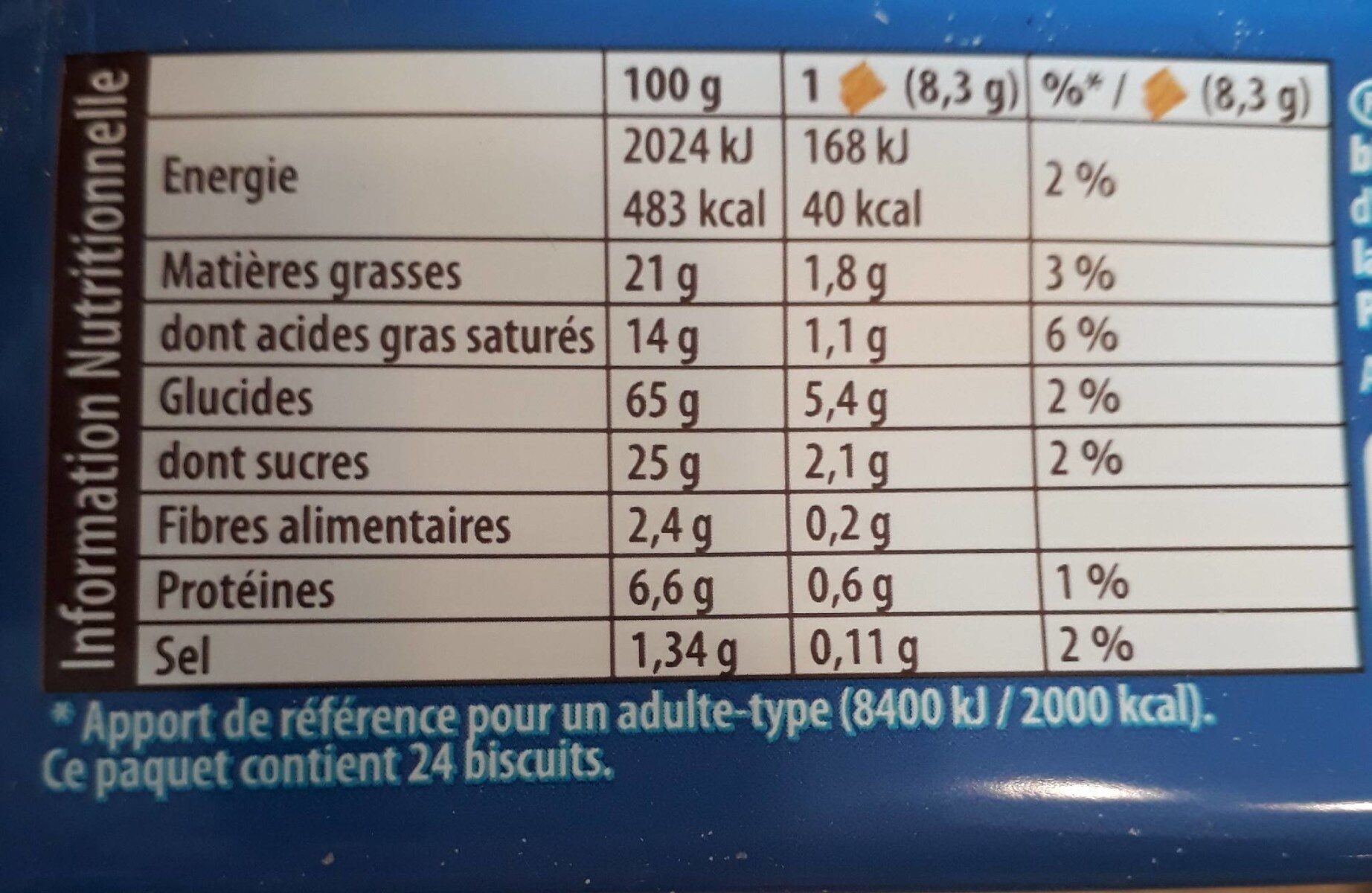 Petit Lu beurre & sel de Guérande - Tableau nutritionnel