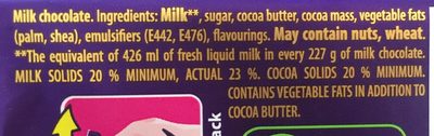 Dairy Milk Chocolate Bar - Ingredients