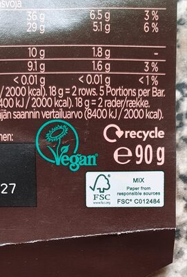 Black's Organic 70% Dark Chocolate Bar - Recycling instructions and/or packaging information