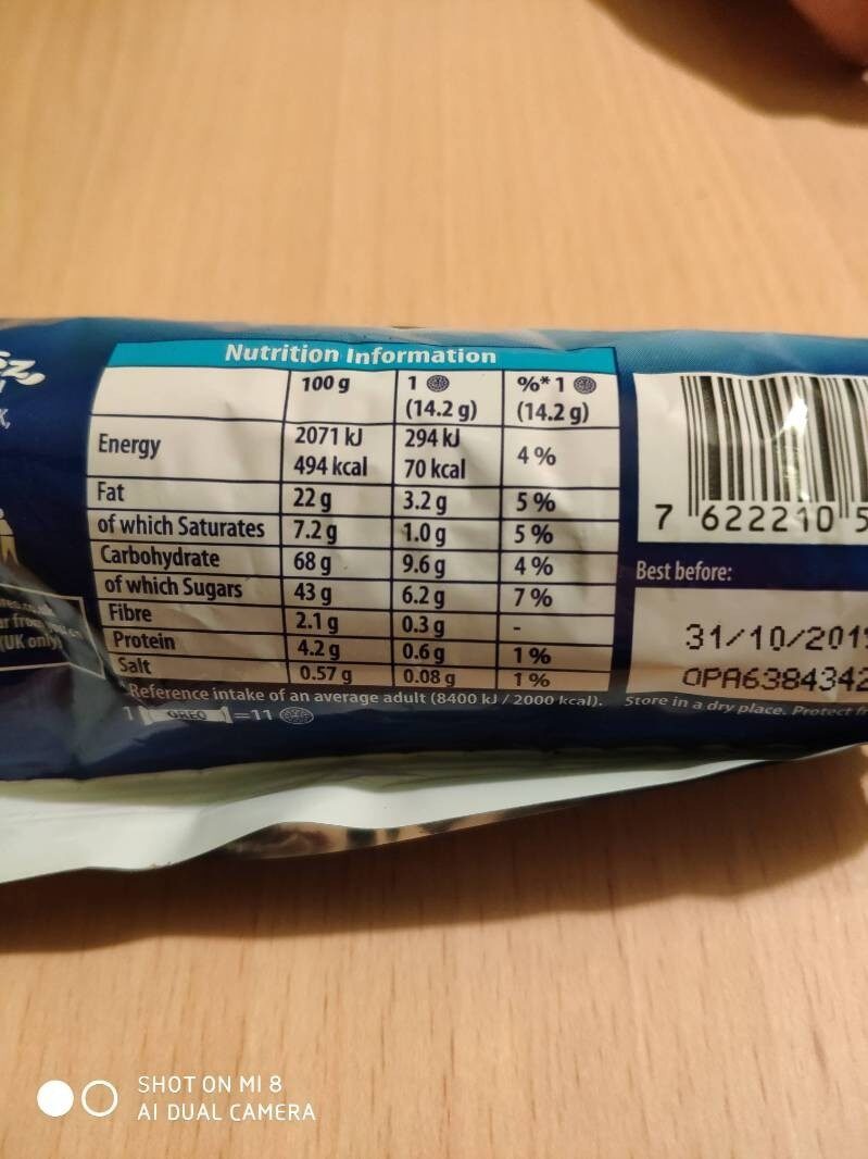 Oreo Double Creme - Nutrition facts - es