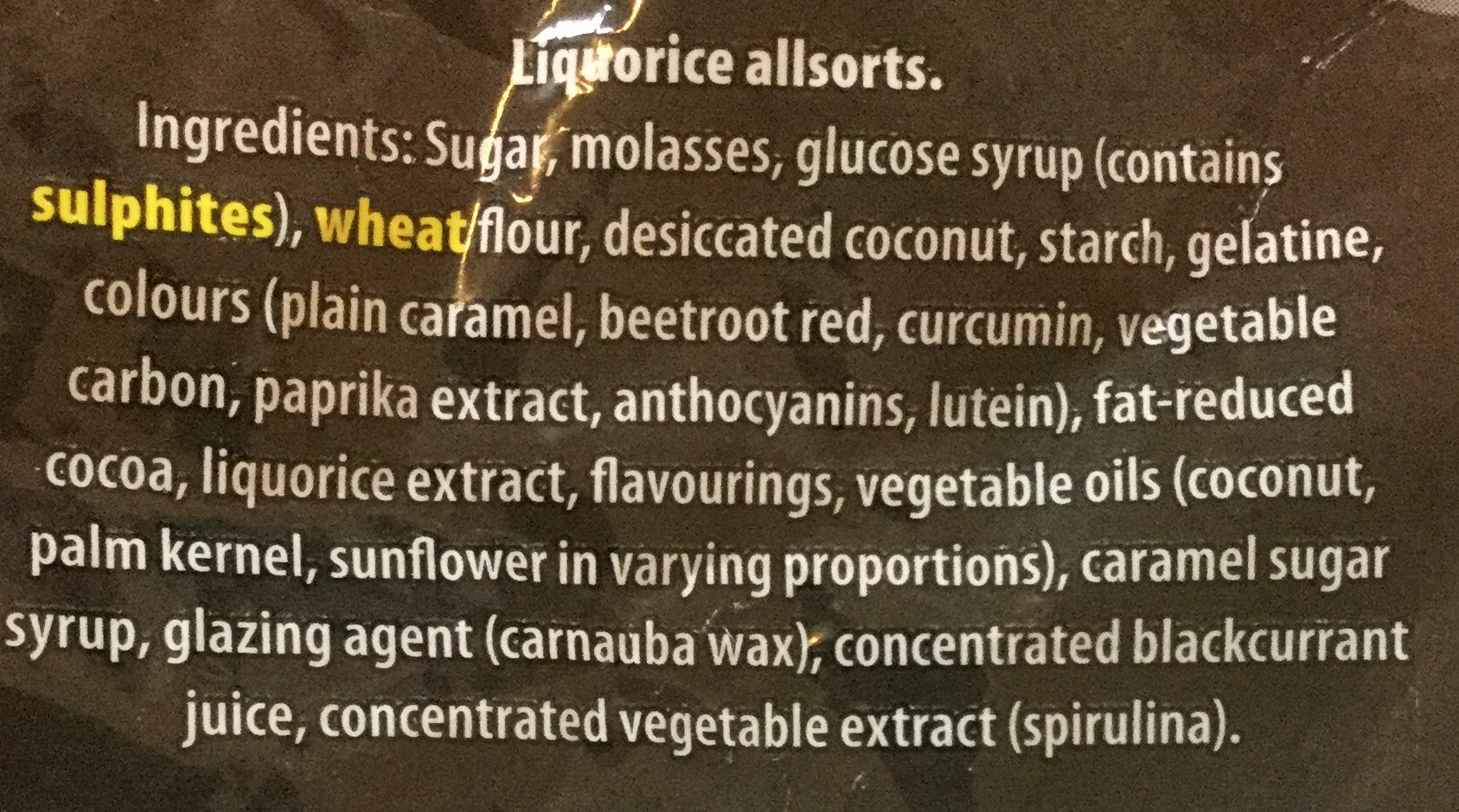 Liquorice Allsorts Sweets Bag - Ingredients
