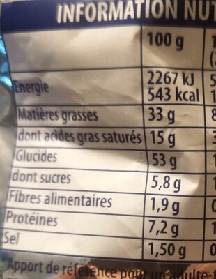 Croustilles goût Emmental - Tableau nutritionnel