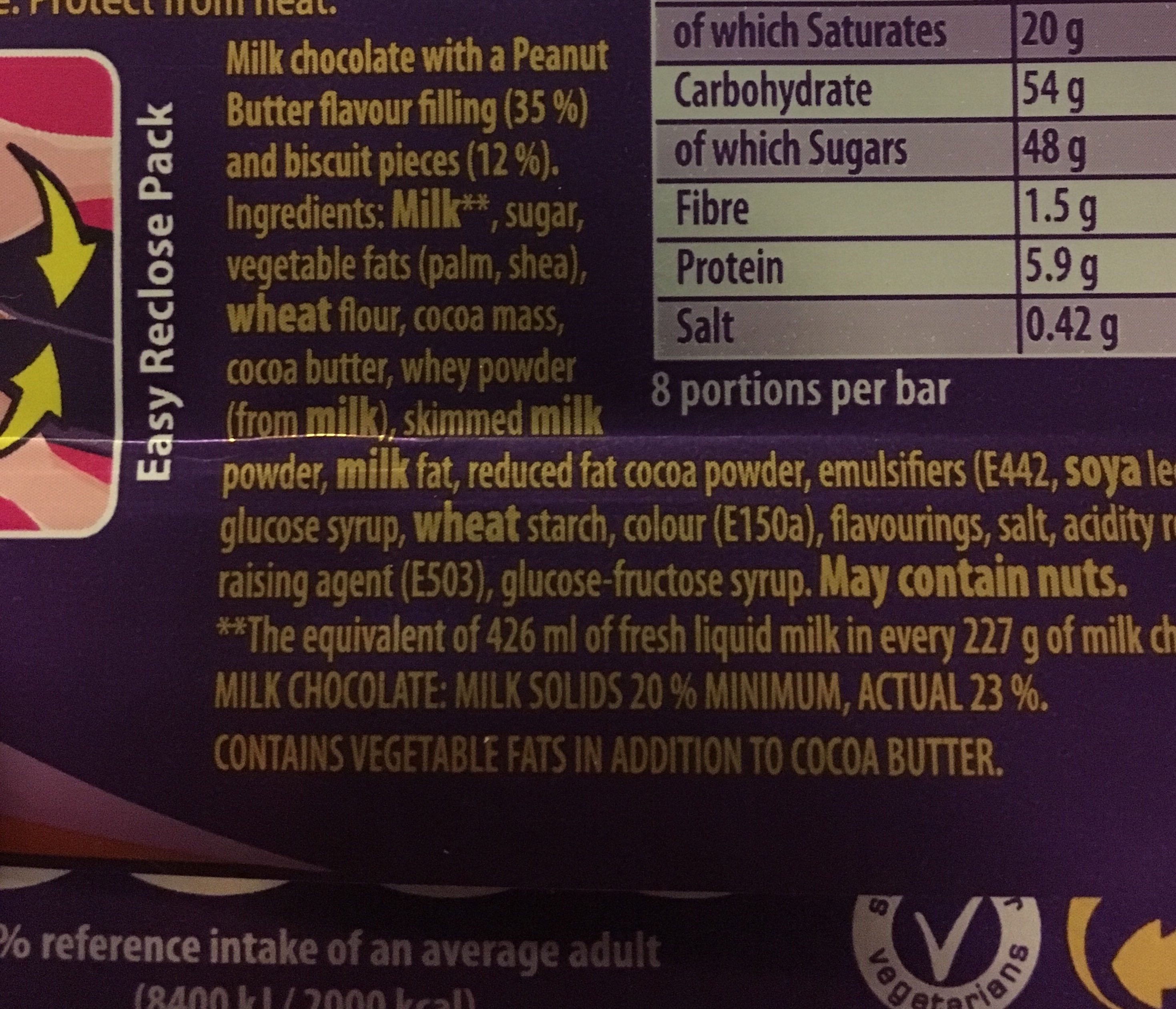 Cadbury Dairy Milk With Oreo Peanut Chocolate Bar - Ingrédients