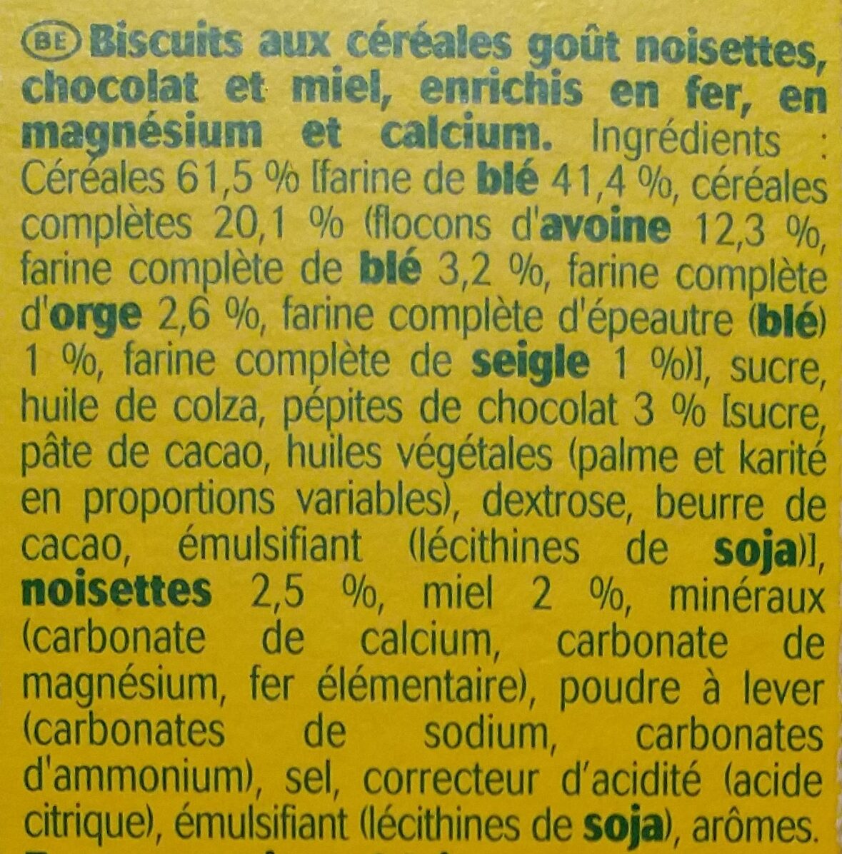 BelVita original miel choco-noisettes - Ingrédients