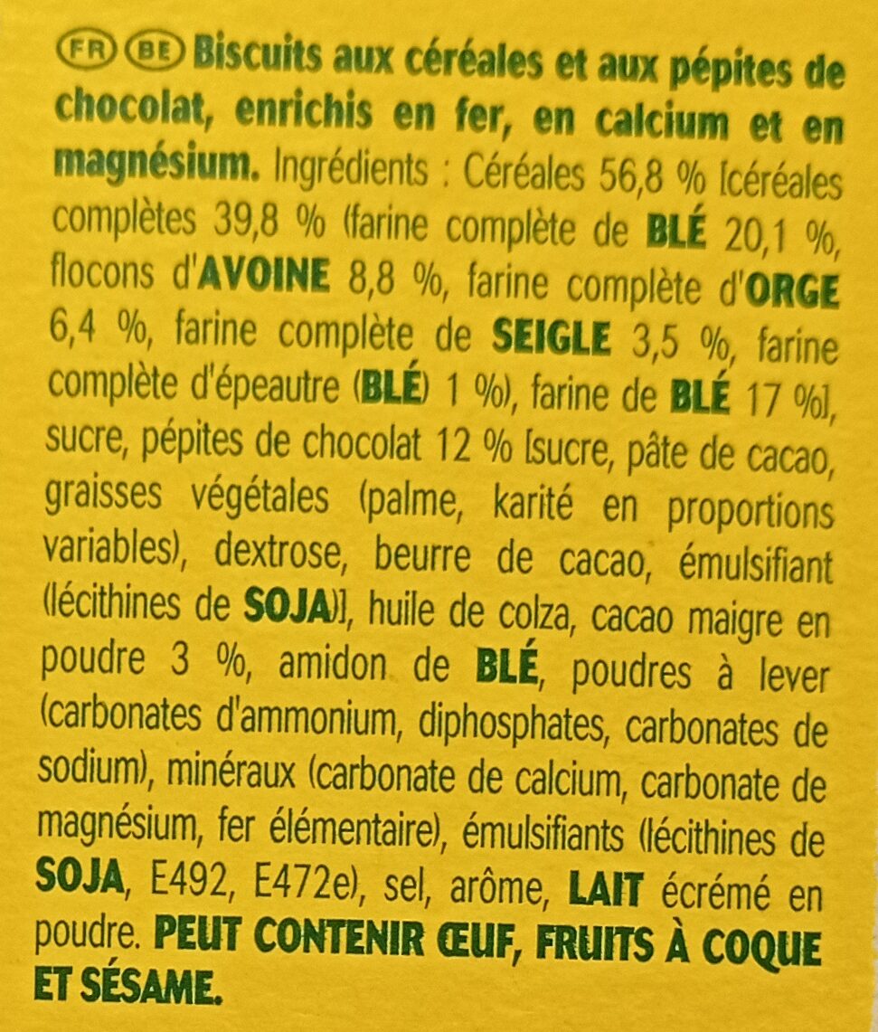 Belvita Petit Déjeuner Chocolat - 原材料 - fr