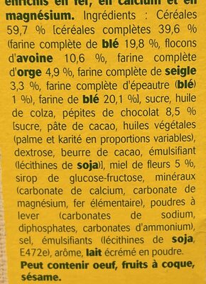 Belvita Original Petit-Déjeuner miel et pépites de chocolat - 成分 - fr