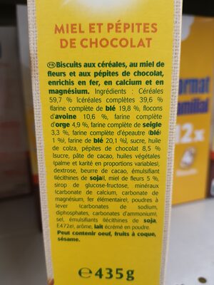 Belvita Original Petit-Déjeuner miel et pépites de chocolat - Ingrédients