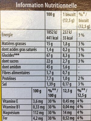 Belvita Brut & 5 céréales complètes - Nutrition facts - fr