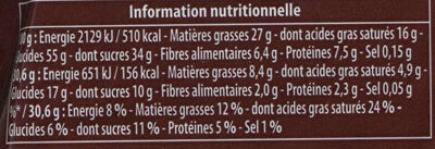 Gaufrettes - Tablette de chocolat - Tableau nutritionnel