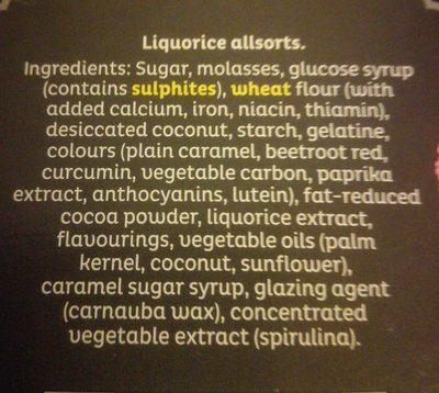 Liquorice Allsorts Sweets Carton - Ingrédients