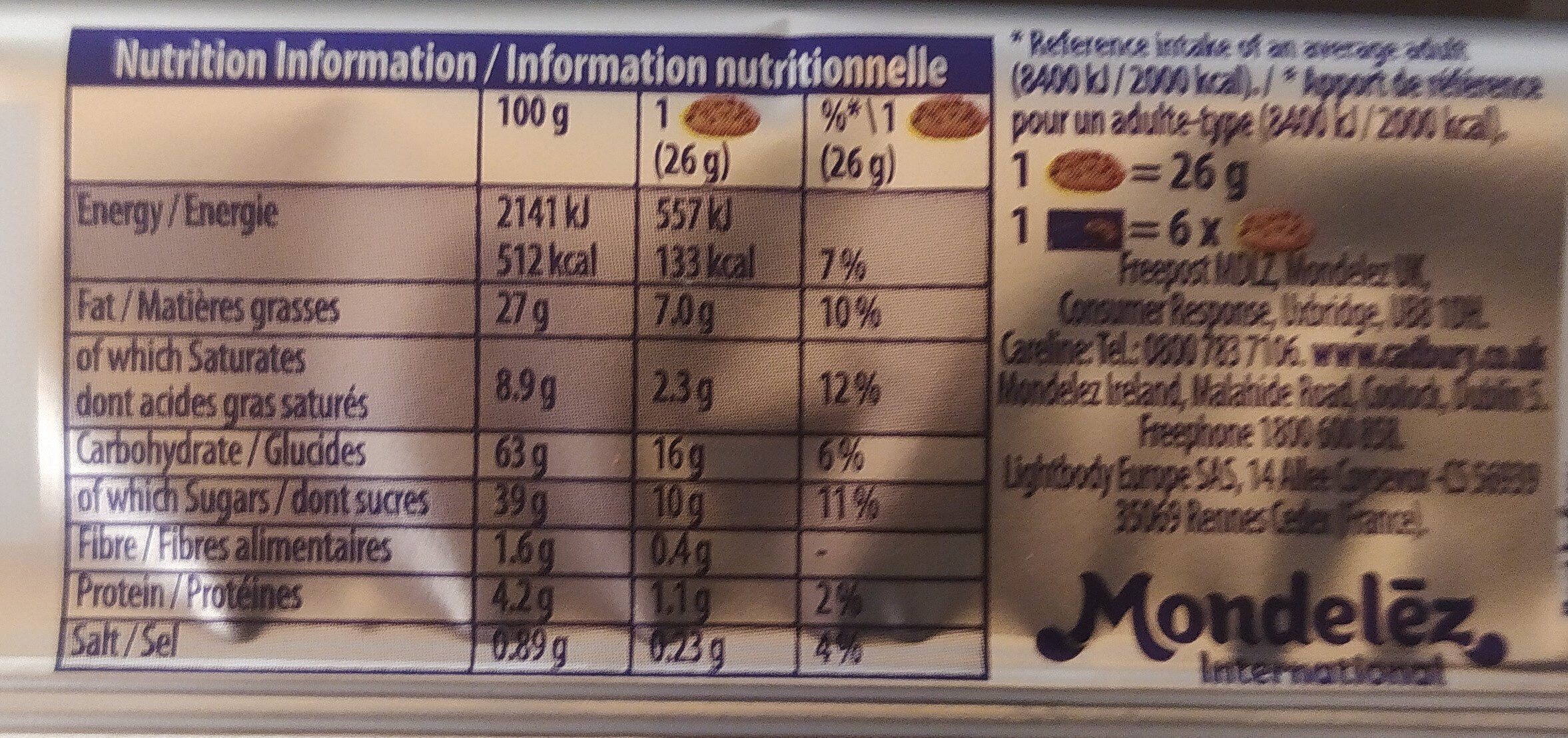 Crunchy Melts - Nutrition facts