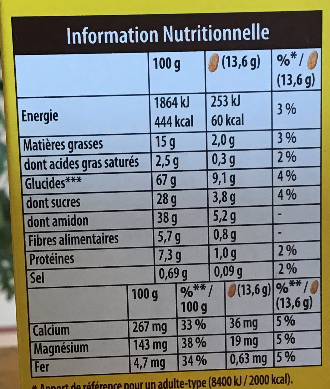 Miel et Pépites de chocolats - Nutrition facts - fr