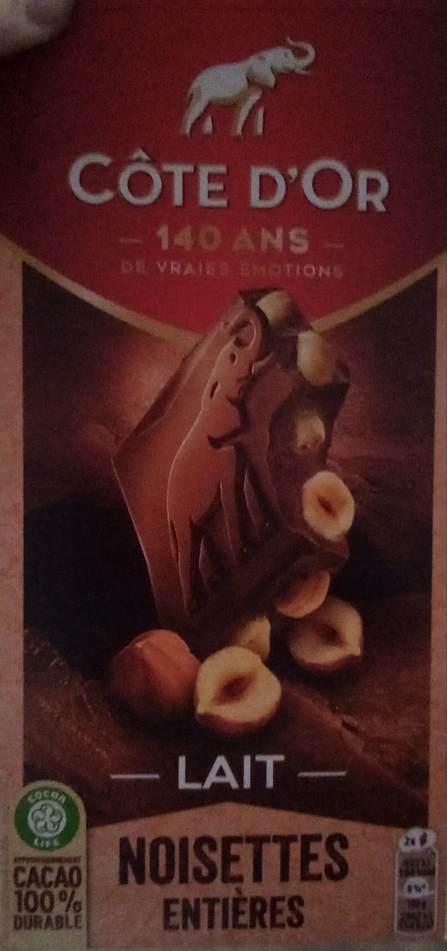 chocolat au lait noisettes entières - Produit