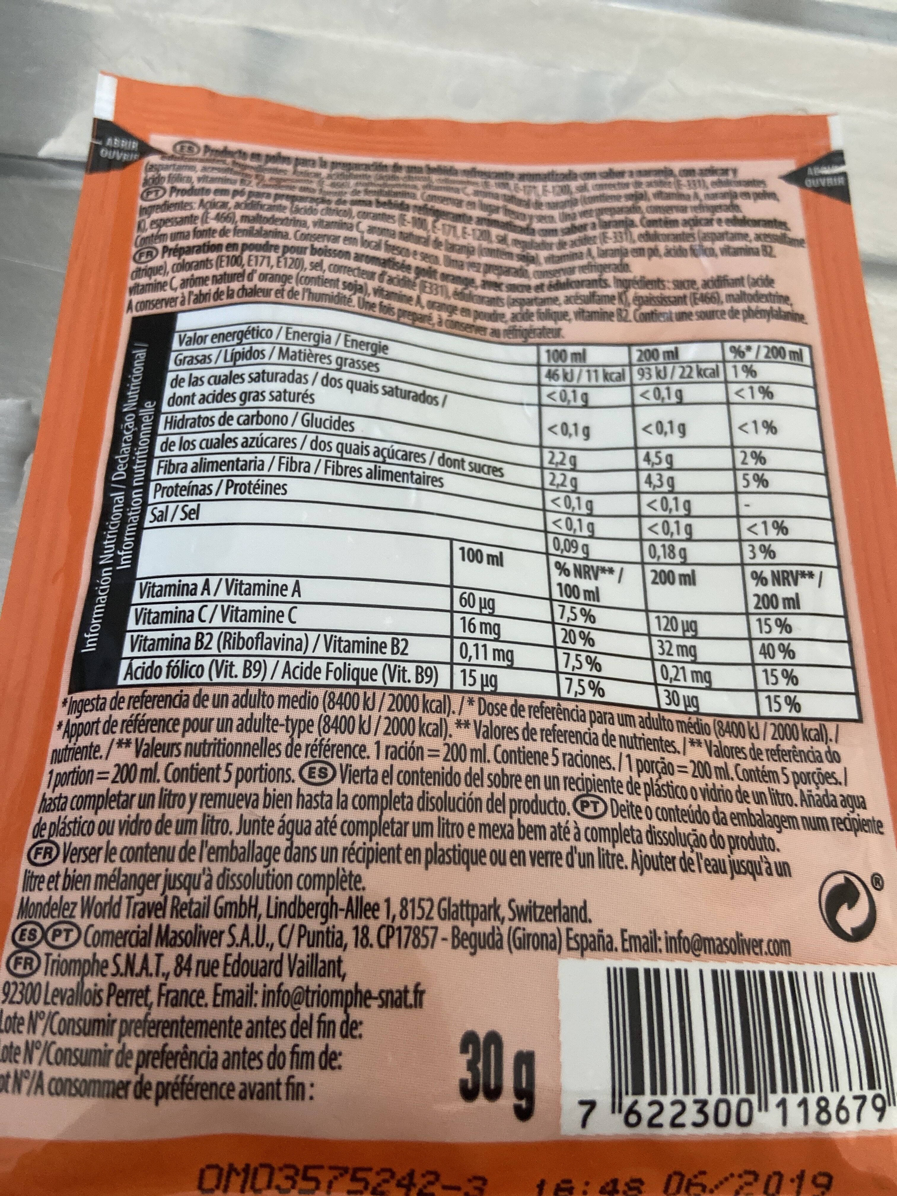 Tang - Nutrition facts - fr