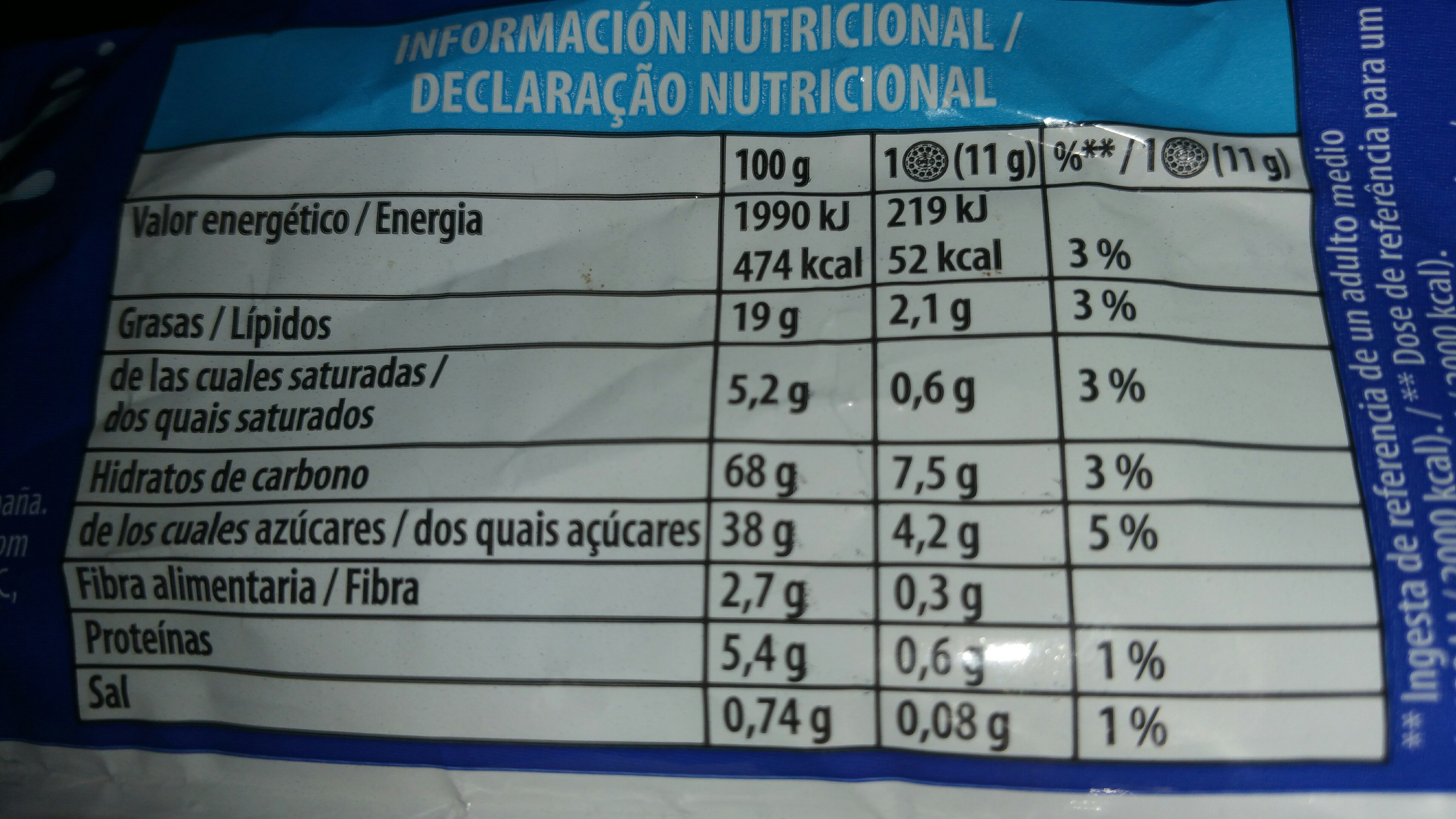 OREO Original - Nutrition facts - es