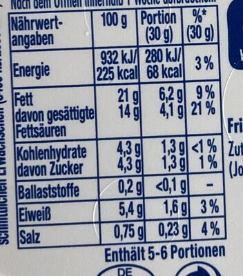 Frischkäse Original - Valori nutrizionali - de