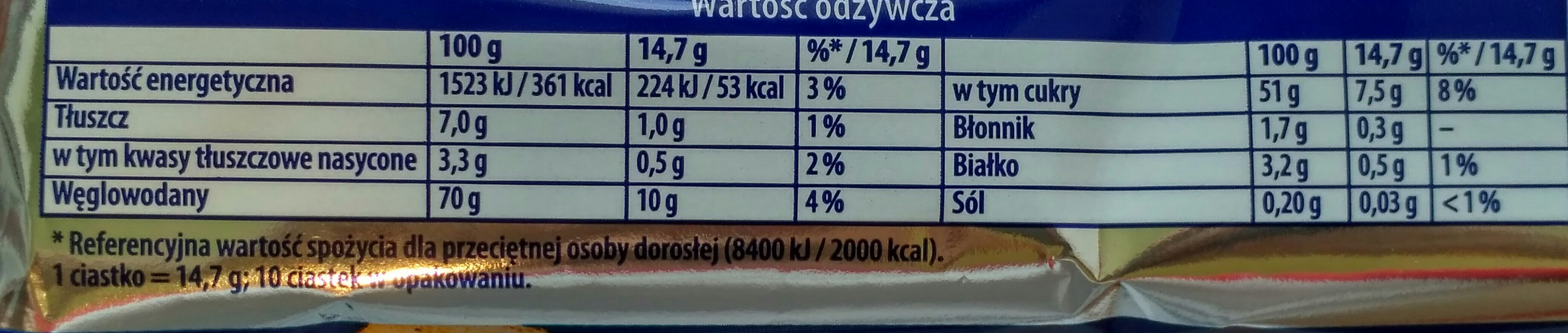 Delicje Szampańskie o smaku jagodowym - Tableau nutritionnel - pl
